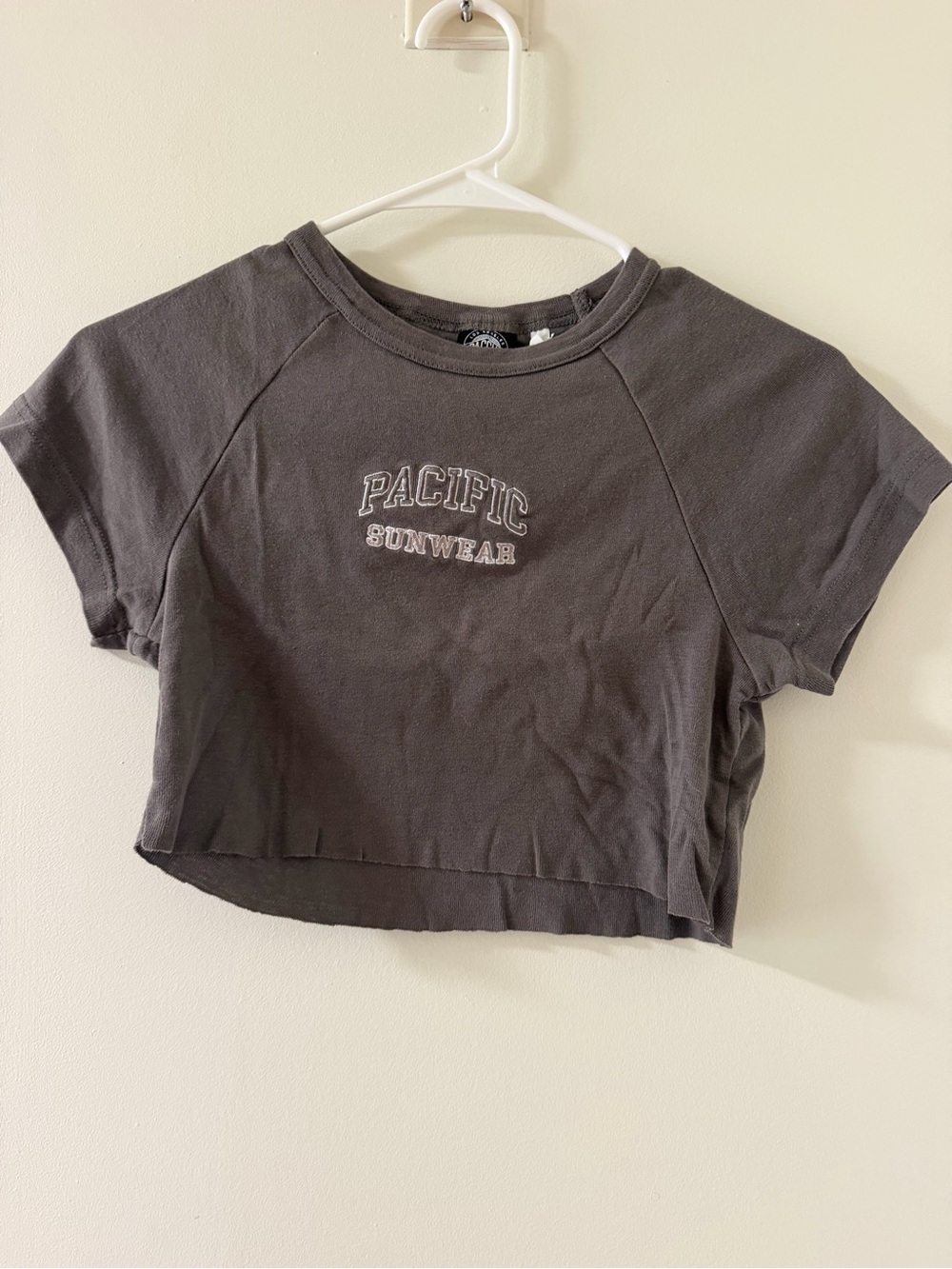 PacSun Charcoal Cropped Pacific Sunwear Tee